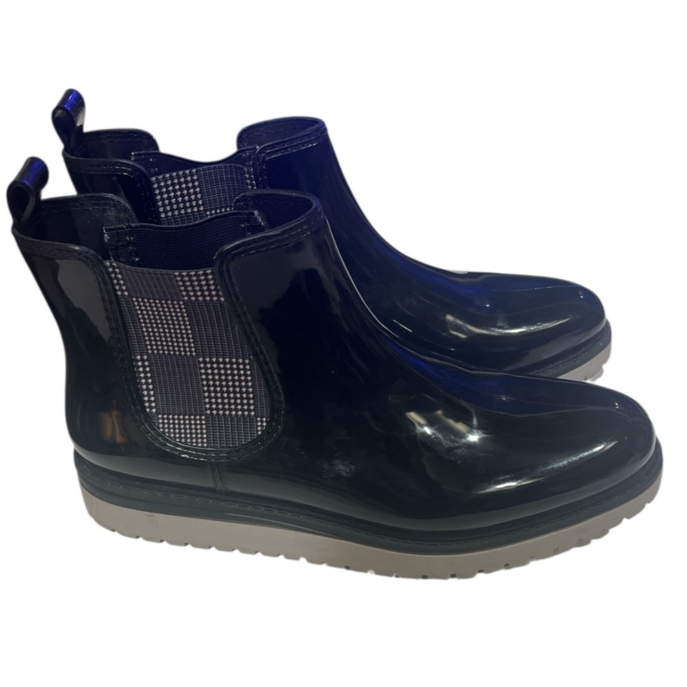 STORM BY COUGAR DAWN BLACK PLAID WOMENS SIZE US 11 RAIN MUD BOOTS BOOTIES